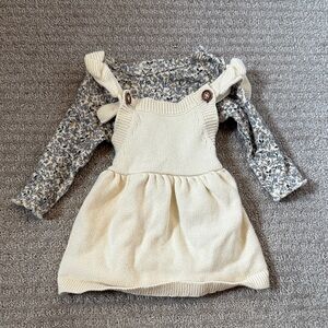 Carter's Cream Knit Dress with Floral Onsie